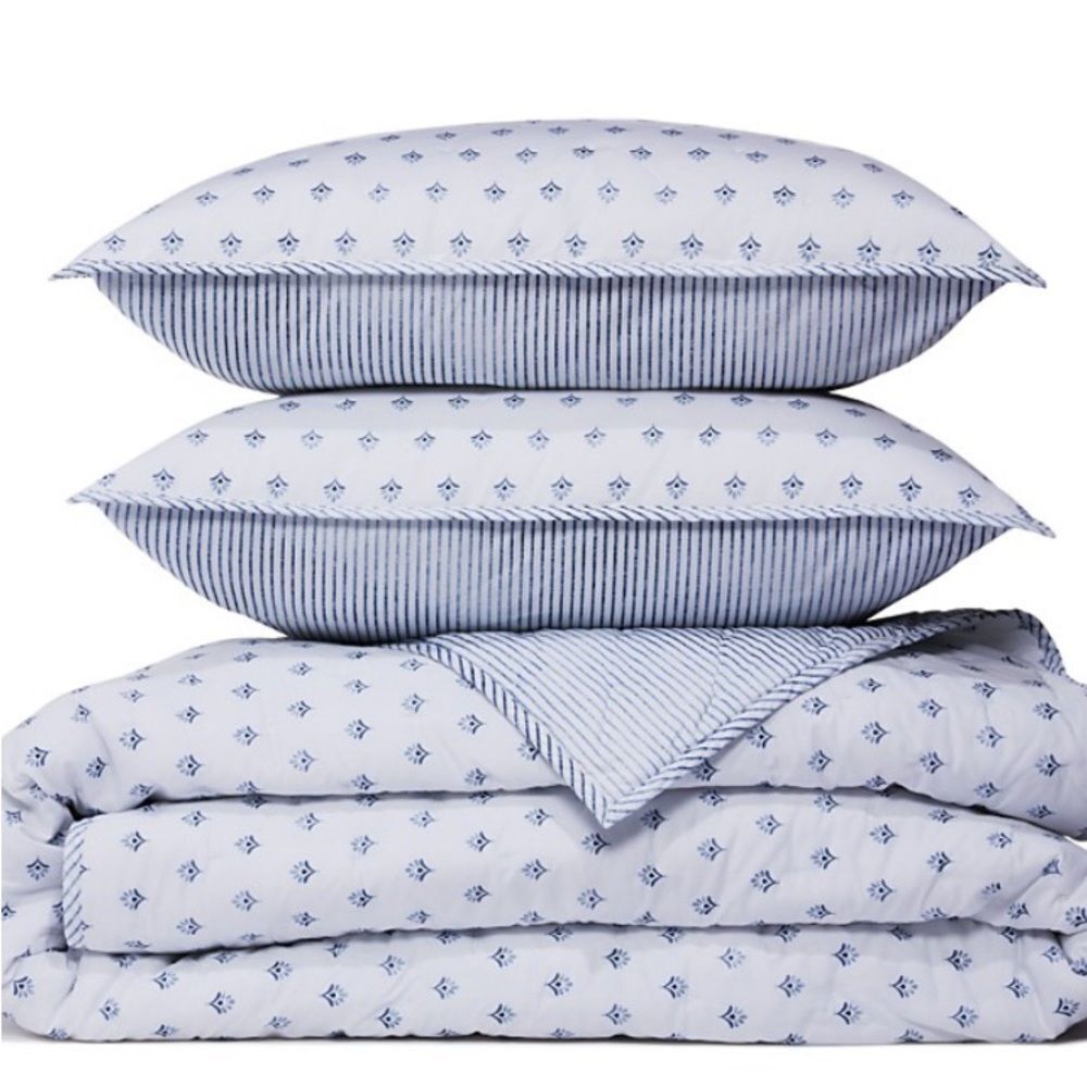 Sky Scallop REVERSIBLE King COVERLET Coverlet & 2 Shams Set